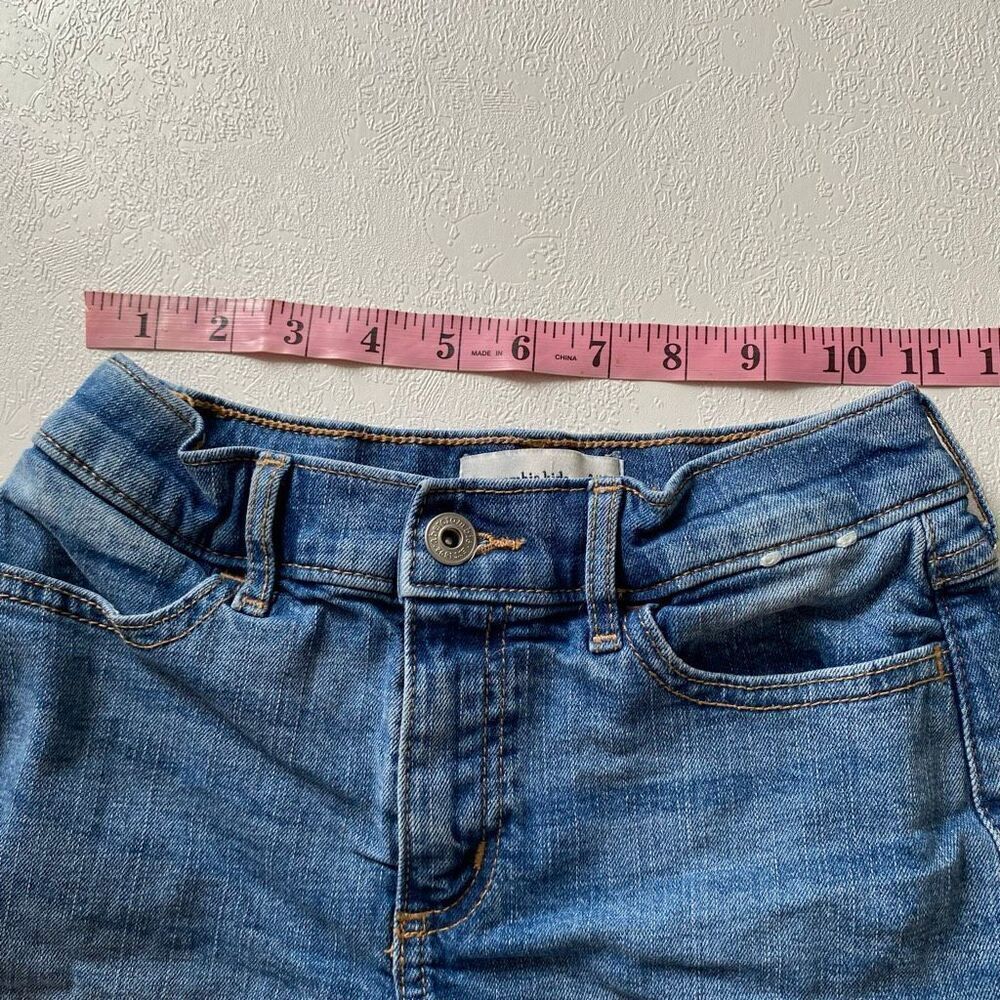 Abercrombie Kids High Rise Mini Mom Shorts 9/10 Blue Denim Stretch Summer - Picture 6 of 10